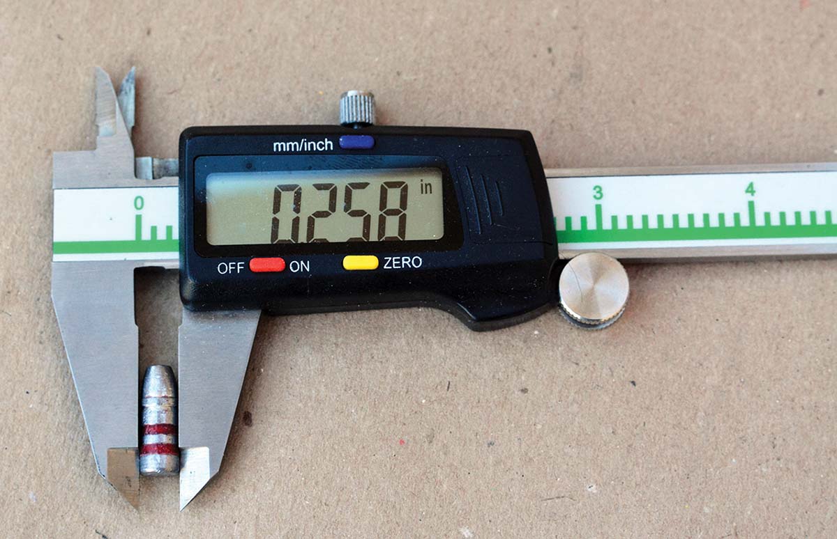 Cast bullets were sized to .258 inch.